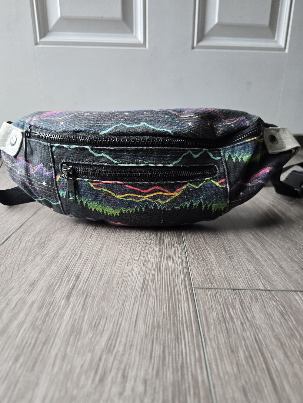 Mountain Forest Starry Night Canvas Fanny Pack Belt Bag Crossbody Rainbow Sling